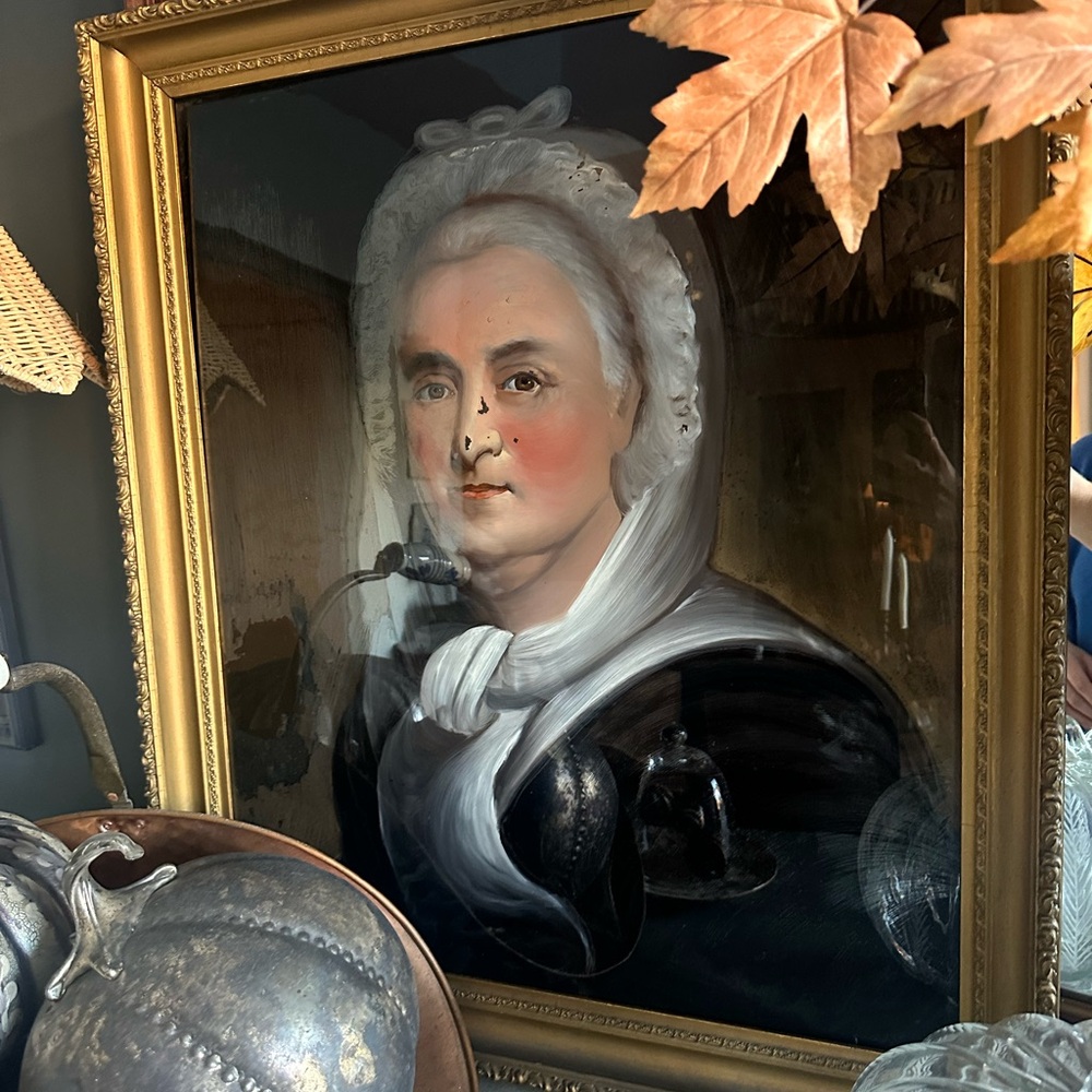Reverse painting Martha Washington hand painted